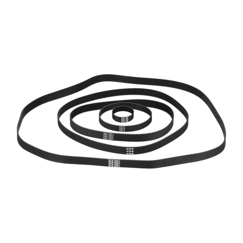 sourcing map GT-2 Timing Belt 9x2mm Pitch 96/200/300/410/670mm Black 5pcs
