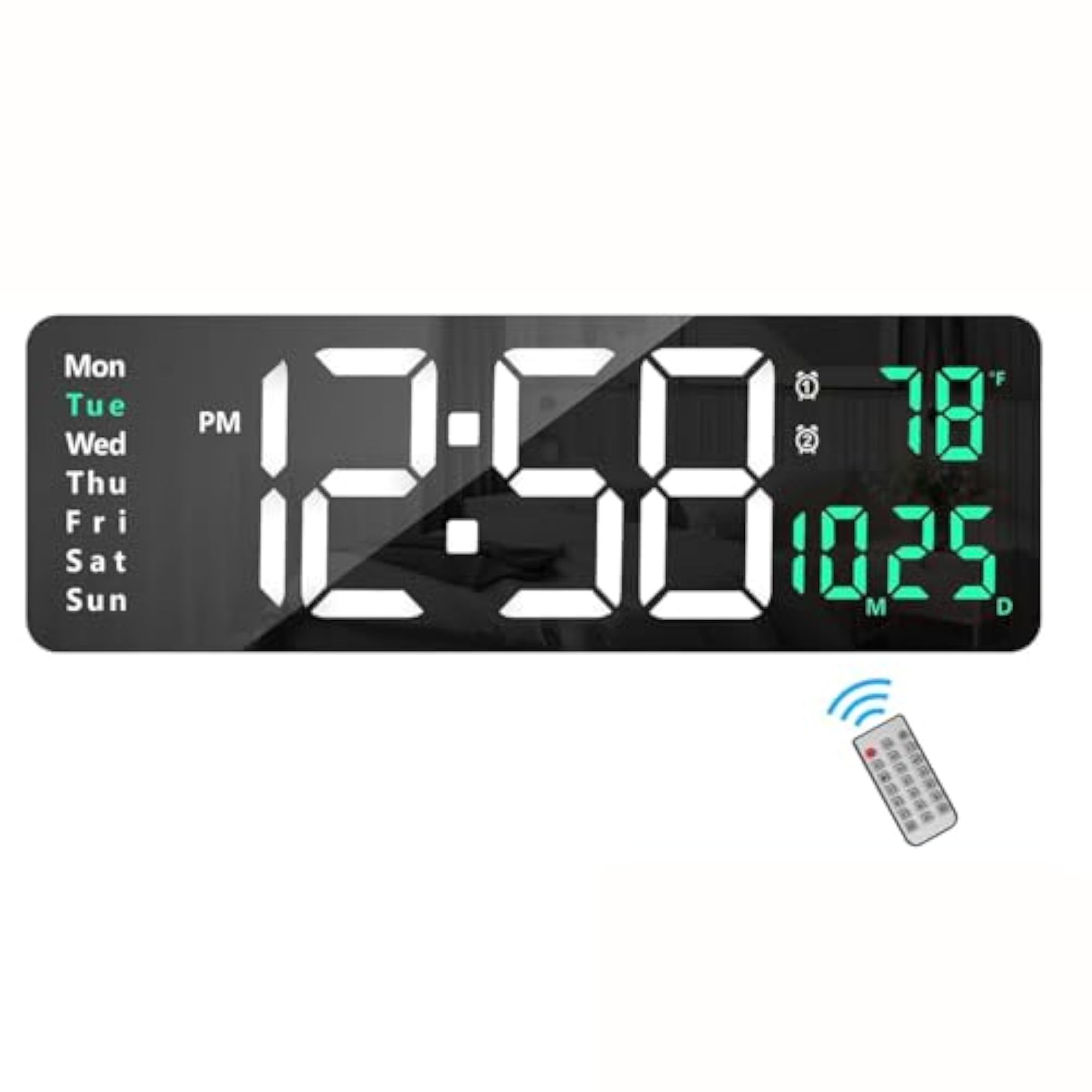 Large LED Digital Wall Clock with Remote Control, Home Decor