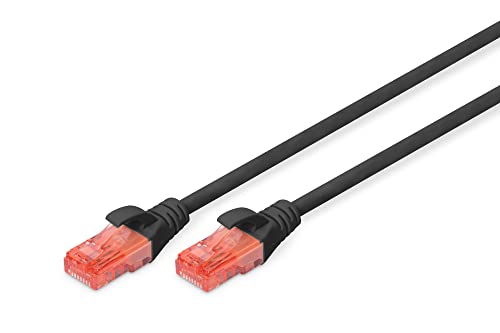 DIGITUS CAT 6 U-UTP Patch Cable, 0.25m, Network LAN DSL Ethernet Cable, LSZH, Copper, AWG 26/7, Black