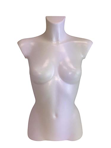 fella4stores Mannequin de vitrine basique en forme de buste de femme en plastique Blanc