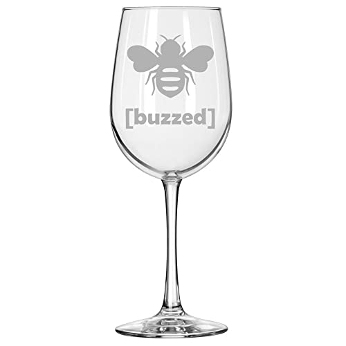 MIP Brand Wine Glass for Red or White Wine Buzzed Bee (16 oz Tall Stemmed)