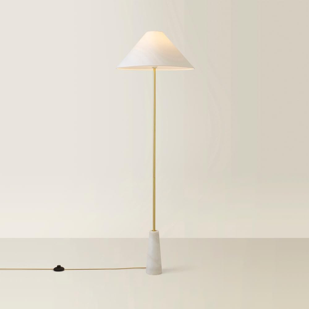 Valuelights White | Marble Base Floor Lamp With A Linen Tapered Lampshade Living Room Light | Floor Lamps, Home Décor & Improvement Essential