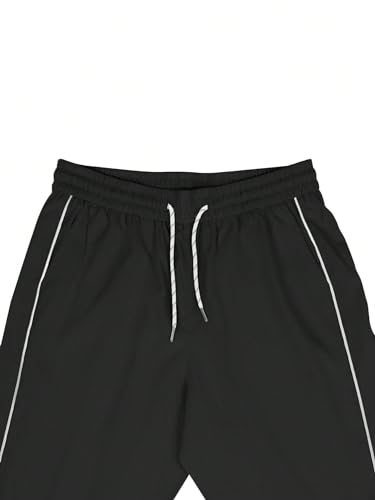 GORGLITTER Men's Baggy Track Pants Y2K Drawstring Elastic Waist Wide Leg Parachute Pants3