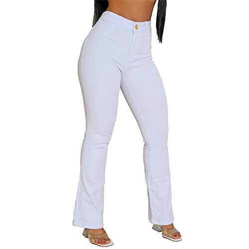 Calça Jeans Feminina Branca Flare Enfermagem Cor:Branco;Tamanho:40