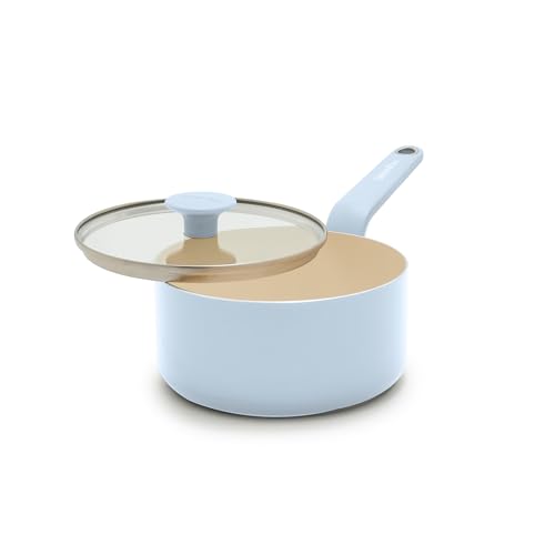 Image of GreenPan Rio Advanced 2QT Saucepan with Lid, Ceramic Nonstick PFAS-Free Pans, Induction Ready, Dishwasher and Oven Safe, Blue