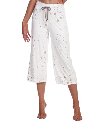 Image of WiWi Bamboo Viscose womens capri pants Wide Leg Pajama Super Soft Lounge knit Sleep shorts Cooling Pj Bottoms S-XXL