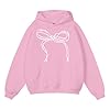 Kids Girls Hoodie Long Sleeve T Shirt Sweatshirt Warm School Jumper | Sweatshirts Hoodies for Girls with Bow Knot Print Fleece Hooded Pullover Top Casual Activewear Sportswear Teen Girls Clothe Pink #3
