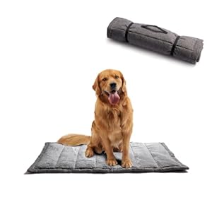Rollup Outdoor Dog Bed,Camping Travel Dog Bed Mats for Medium Large Dogs, Portable, Foldable, Machine Washable Pet Accessories for Maximum Convenience 36”*23” Grey