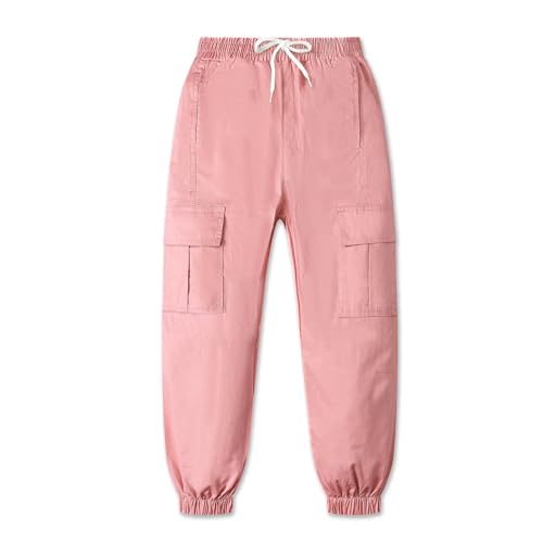 Image of Betusline Crop Tops for Girls, Pattern T Shirt and Pink Cargo Pants Outfits Multi-Pocket Elastic Waist Pull on Cargo Pants, 4-5T = Tag 120