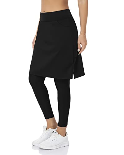 WOWENY Womens 20'' Knee Length Tennis Skirts Athletic Long Golf Skorts Skirts with Inner Shorts Pockets2