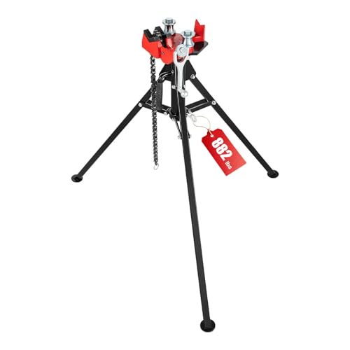 Image of ALWALKEE Pipe Vise Stand with Chain, 2-in-1 Bender, 882LB Capacity, Folding Tripod for 1/8"-5" Pipes