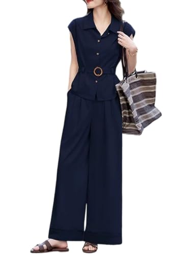 Conjunto de dos piezas de algodón para evitar ropa incómoda con pantalones palazzo estilizados 3