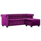 vidaXL Sofá Chesterfield Forma L de Terciopelo 199x142x72cm Morado Mobiliario