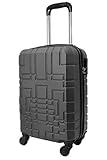 R.Leone Valigia Trolley Bagaglio a mano Rigido Ultraleggero in ABS 4 Ruote Autonome (Grigio, 611 Valigia 51x33x19cm)