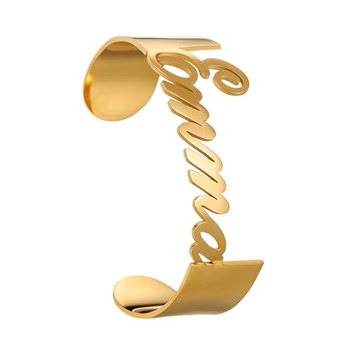 TEAMER Personalized Custom Big Name Cuff Bracelet Stainless Steel Adjustable Bracelet Unique Customized Jewelry For Women