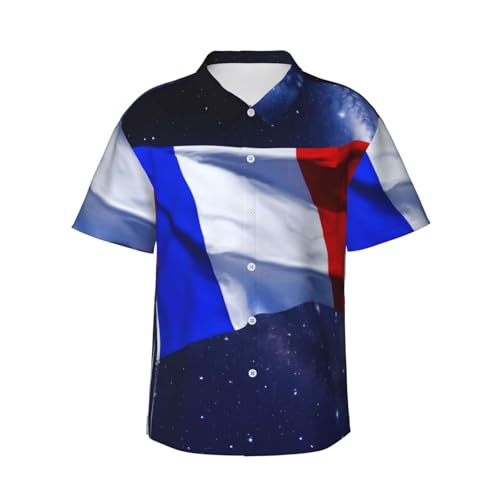 Chemise hawaïenne drapeau français homme en coupe droite légère