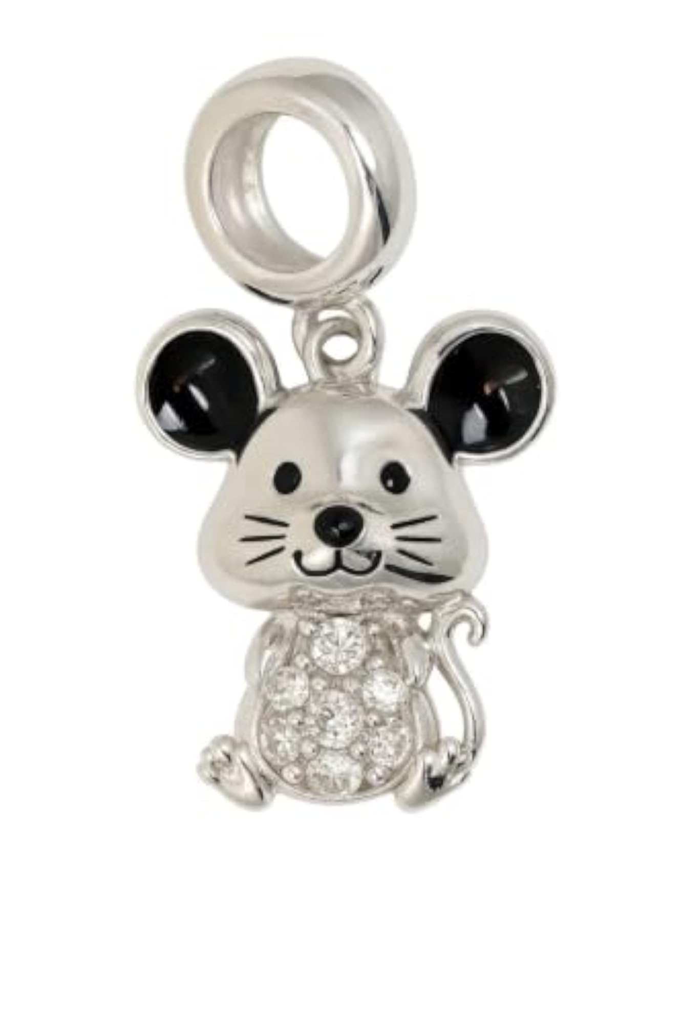 Women's 925 Sterling Silver Crystal Mouse Charm Pendant, Gift