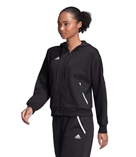 adidas Women's Condivo 22 Full Zip Hoodie, Black/White2