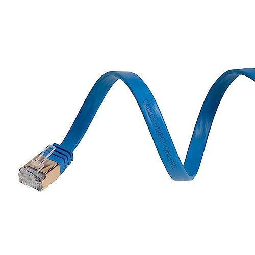 Cable Ethernet Cat7 plano 6 ft con conector RJ45 azul miniatura 4