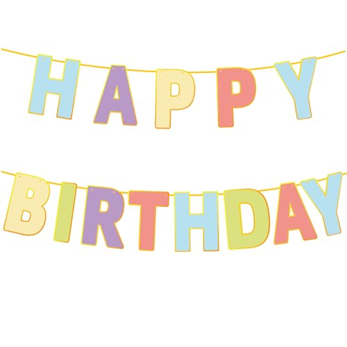 Image of Happy Birthday Banner - Birthday Party Decorations for Home | Pastel Happy Birthday Sign for Women Men Girls Boy | Party Favors Supplies for Indoor Outdoor Decor