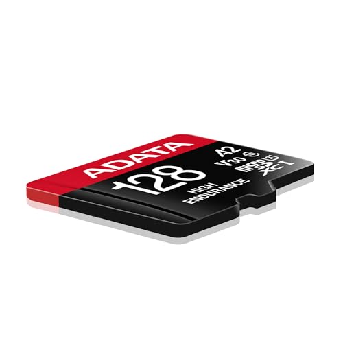 Image of ADATA High Endurance 128GB microSDXC UHS-I Memory Card with Adapter, V30, A2, U3, Class 10, Up to 100MB /s Read & 85MB /s Write, 4K Ultra HD Recording for Dashcams, CCTV, Action Cameras, Drones, Phones