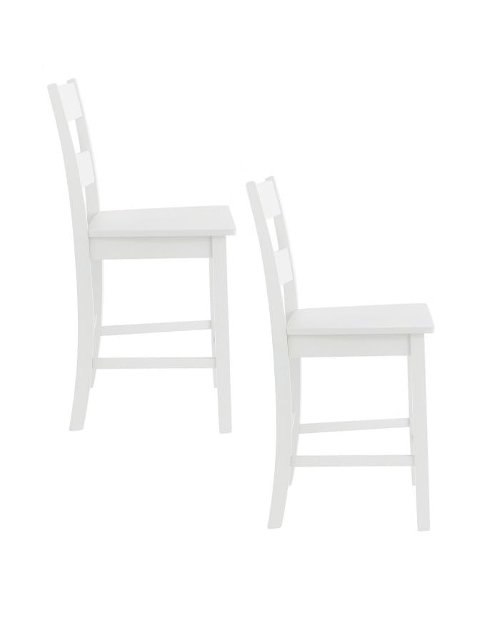 Home Heavenly Pack of 2 High Tole Stools – Solid Wood Lacquered in Matte White – Classic and Versatile Design – 41 x 46.5 x 95.5 cm – Seat Height 60 cm – Kitchen or Bar Stools, White