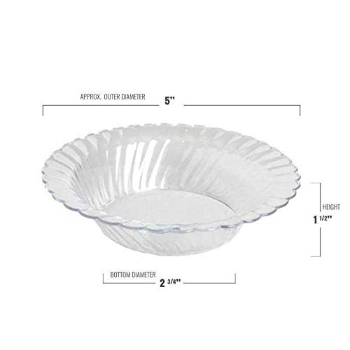 Kaya Clear Flair Disposable Plastic Dessert Bowls - 5oz (Pack of 18) - Elegant, Stackable & Crystal-Clear Round Bowls - Perfect for Parties, Family Dinners & Casual Gatherings