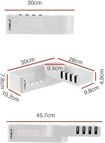 LINFIDITE Shower Caddy Shelf Adhesive Bathroom Shelf No Drilling Shower Shelf Rotating Expandable Wall Mount Storage Rack Organiser Shampoo Spices Holder w Clear Adhesive,White