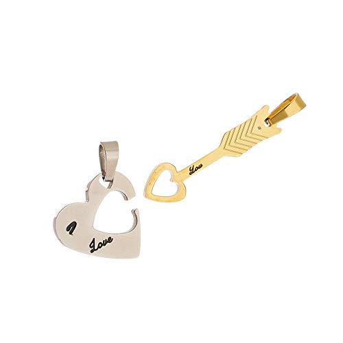 Pingente Flecha do Amor e Coração de Aço Inox
