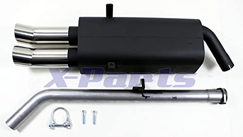 Silenciador trasero EVOE364ED76, 3 unidades, ECE 2 x 76 mm, tubo de escape ESD, acero inoxidable, conector de 50 mm, incluye homologación ABE/ECE