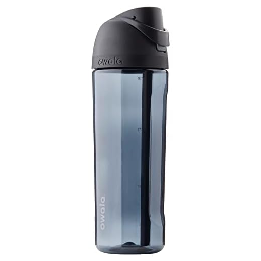 Owala FreeSip Tritan Water Bottle with Locking Push-Button Lid, 25-Ounce, Very, Very Dark