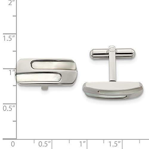Mancuernillas de acero inoxidable con nácar 22 mm x 10 mm miniatura 3