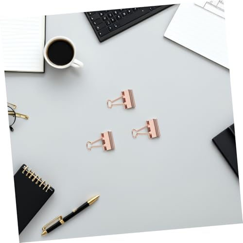 Pinces métalliques or rose pour organisation de documents de bureau - 4