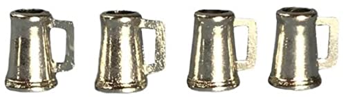 Melody Jane Dolls Houses Dollhouse 4 Pewter Beer Tankards Mugs