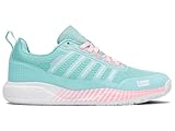 K-Swiss Ultra Court Padel Tennis Shoe, Soft Neon Blue/White/Neon Bubble Gum, 37.5 EU