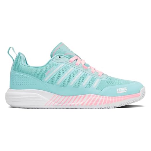 K-Swiss Ultra Court Padel Tennis Shoe, Soft Neon Blue/White/Neon Bubble Gum, 37.5 EU