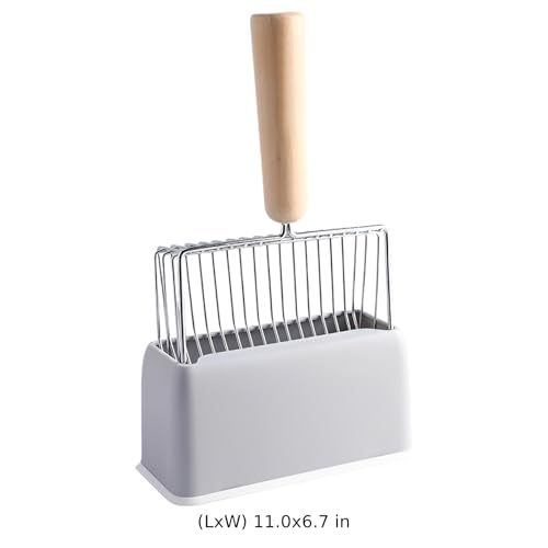Pelle à litière pour chat en métal avec support et manche bois de 27.9 cm - 3
