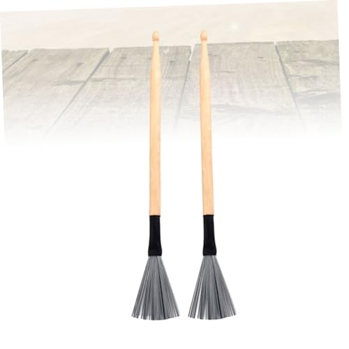 Baquetas para batería Hemoton, 2 piezas, cepillos de alambre de acero con mango de madera, ideales para principiantes y jazz, duraderas y cómodas miniatura 3