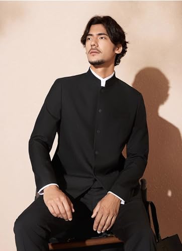 Men's Two Pieces Suit Formal Daily Stand Collar Jacket & Pants2