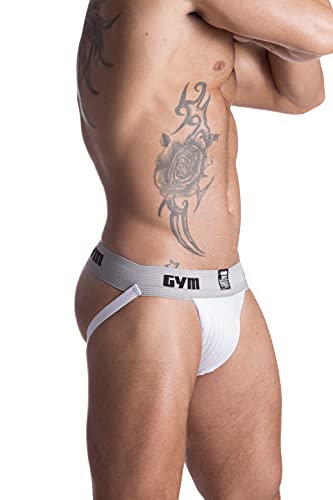 Men's Gym Workout Jockstrap With 2" Waistband (White, Large, 1-Pack) #TOP3