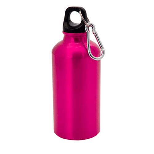 walter Cantimplora de aluminio modelo Life con mosquetón, 500 ml en 7 colores, para camping y todos los deportes al aire libre (500 ml, fucsia) Cover