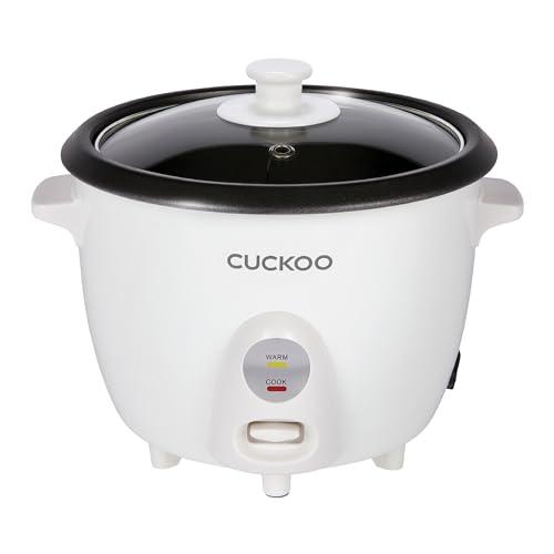 CUCKOO One Touch Rice Cooker 12-Cup Cooked, Small Rice Cooker & Warmer with Steamer Tray, Versatile Grain Cooker, Soup Maker, Auto Keep Warm, 6-Cup Uncooked, White (CR-0601C)