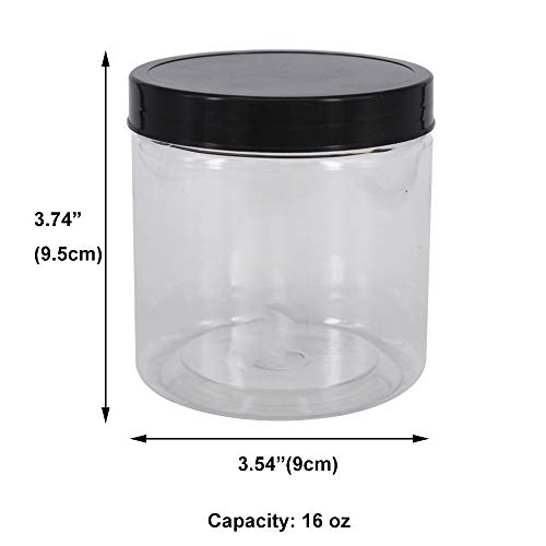 12 Pack 16 Oz Plastic Jars With Lids, Extra Labels, 1 Pen, Clear Pet Seal Jar For Food Storage,Wide Opening Storage Jar For Dry Food, Peanut, Powder, Kitchen & Craft Storage By Zmybcpack #TOP1