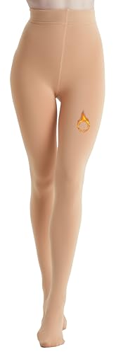 Viozocy Medias Térmicas para Mujer con Forro Grueso de Felpa - Cintura Alta, Opacas y Cómodas para Invierno Color Carne L-XL