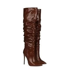 Women Pleated High Heel Boots Fashion Runway Style Sexy Stiletto Heel Autumn Winter Long Shoes