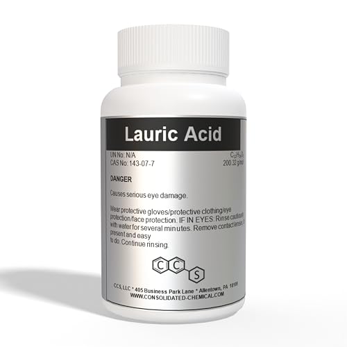 Lauric Acid (Dodecanoic Acid) High Purity (1000 Grams)
