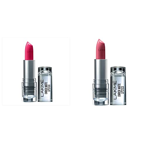Image of LAKME Enrich Matte Lipstick, Matte Finish, Shade PM15, 4.7g + Shade PM14, 4.7g