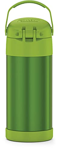 THERMOS Garrafa de canudo infantil isolada a vácuo de aço inoxidável de 355 ml, Limão