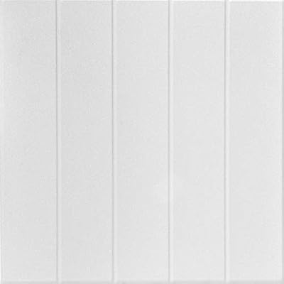 À LA MAISON CEILINGS R104 Bead Board Foam Glue-up Ceiling Tile (128 sq. ft./Case), Pack of 48, Plain White