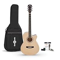 Includes gig bag, spare strings, tuner & capo Basswood construction provides bright and balanced tones Ultra-comfortable C-shaped neck is perfect for beginners Poplar laminate fretboard provides a silky smooth playing surface